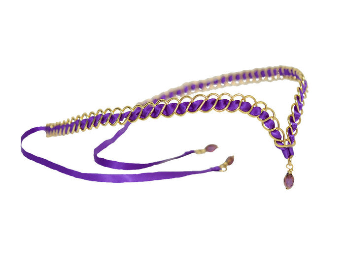 Braided Ribbon Crown - Handcrafted Wire Band with Crystal side view