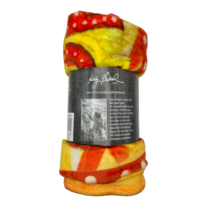 Buc-ee's vibrant blanket with playful phrases and cheerful color scheme