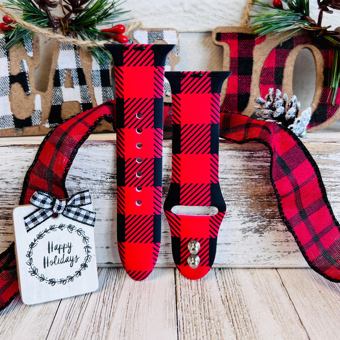 Bull Plaid Print Silicone Band For Apple Watch Two Colors Available - Fancy Bands