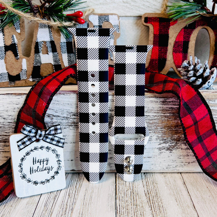 Bull Plaid Print Silicone Band For Apple Watch Two Colors Available - Fancy Bands