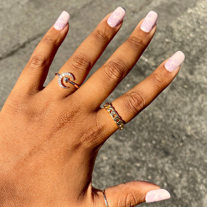 Butterfly Ombre - Press-On | Short | Squoval light pink short squoval press-on nails with subtle butterfly details for easy mani