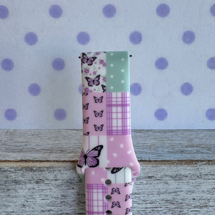 Butterfly Quilt Print Silicone Band For Samsung Watch