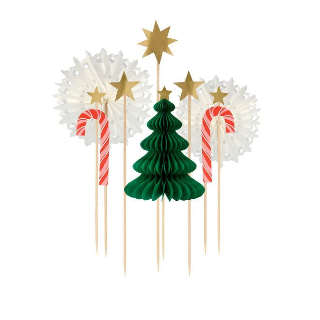 Meri Meri - Cake Topper - Christmas Honeycomb Cake - Pack of 10 in 6 designs