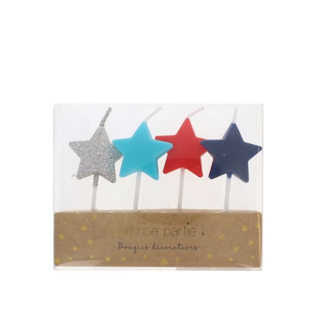Le Petit Souk - Candle - Stars - Blue/Red/Sliver