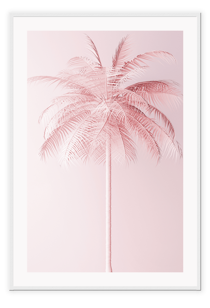 Canvas Print 50x70cm / White Pink Palm Pink Palm Wall Art : Ready to hang framed artwork. Brand