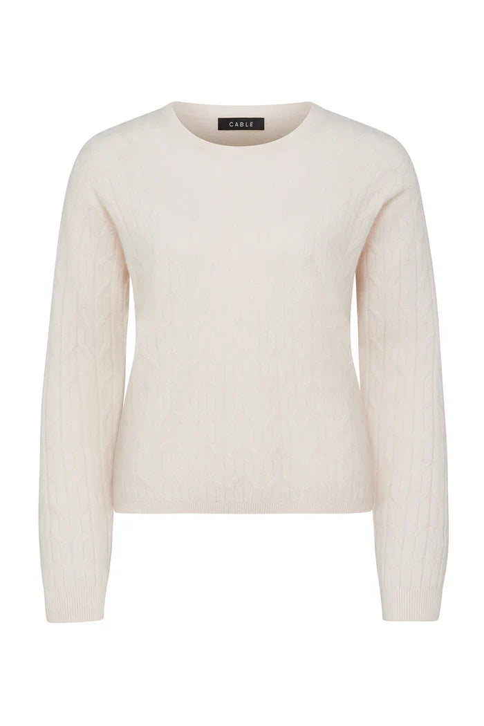 CASHWOOL CABLE CREW JUMPER in Blush from Cable Melbourne