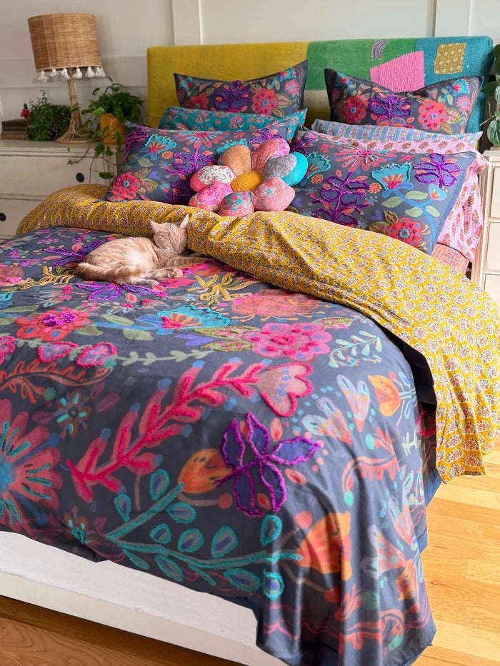 Catalina Cotton Duvet Cover - Midnight Garden-view 1