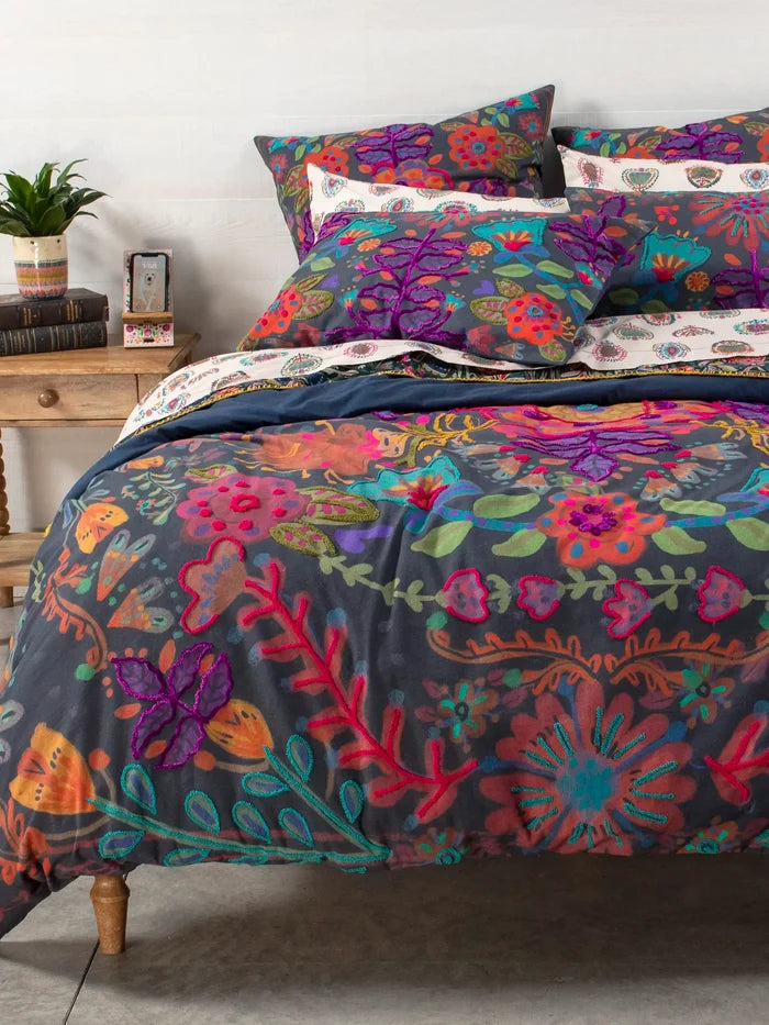 Catalina Cotton Duvet Cover - Midnight Garden-view 7