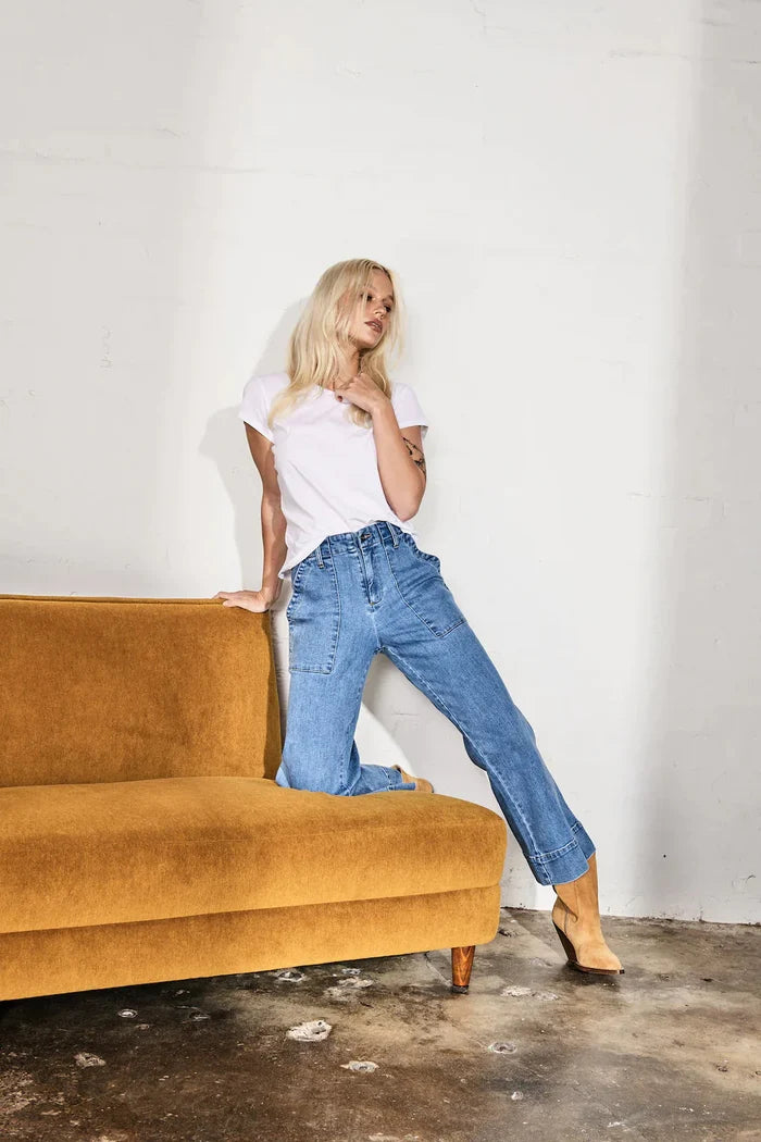 CELESTE PANT in 70s Blue from Kireina