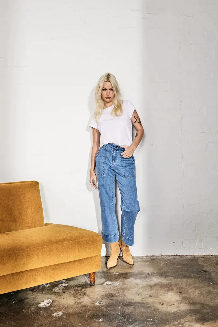 CELESTE PANT in 70s Blue from Kireina