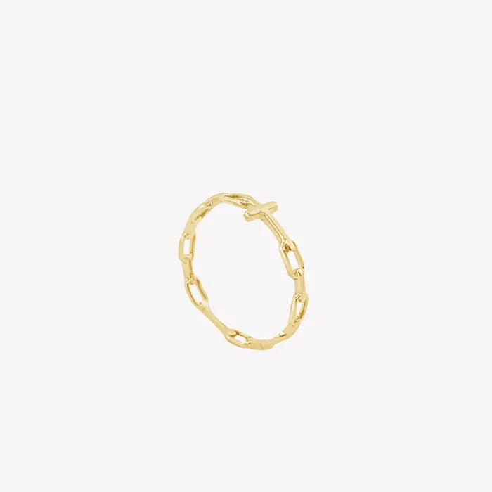 Chain Breaker Cross Ring-Gold