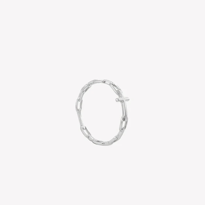 Chain Breaker Cross Ring-Silver