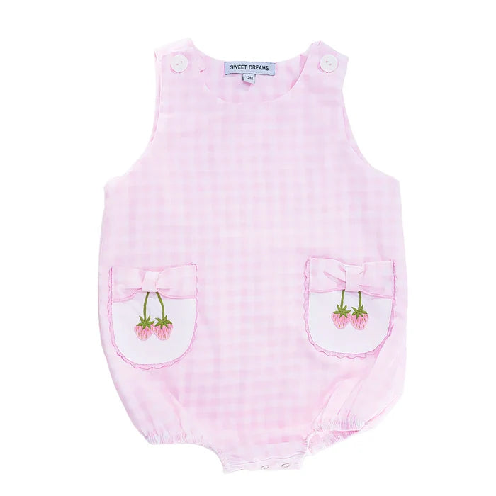 Checkered Strawberry Bow Bubble