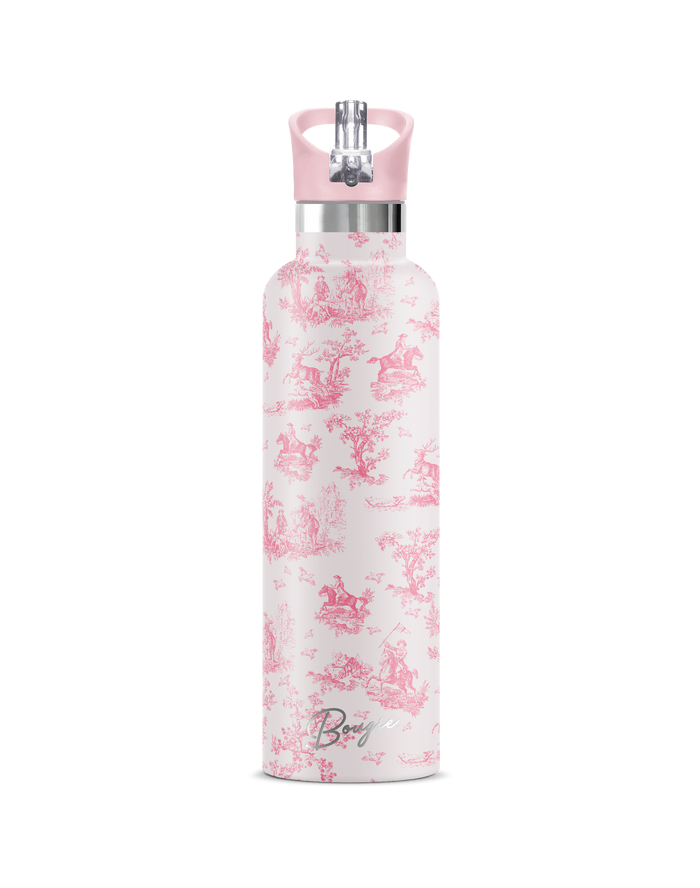 CHEVALIER Pink Toile | 25 oz Insulated Water Bottle Flip Sip Lid