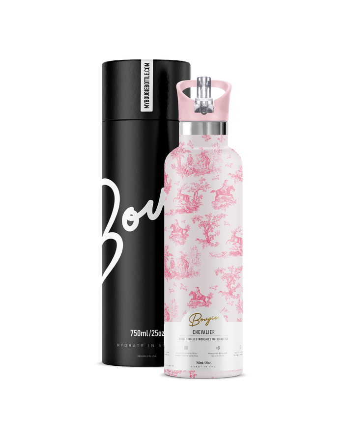 CHEVALIER Pink Toile | 25 oz Insulated Water Bottle Flip Sip Lid
