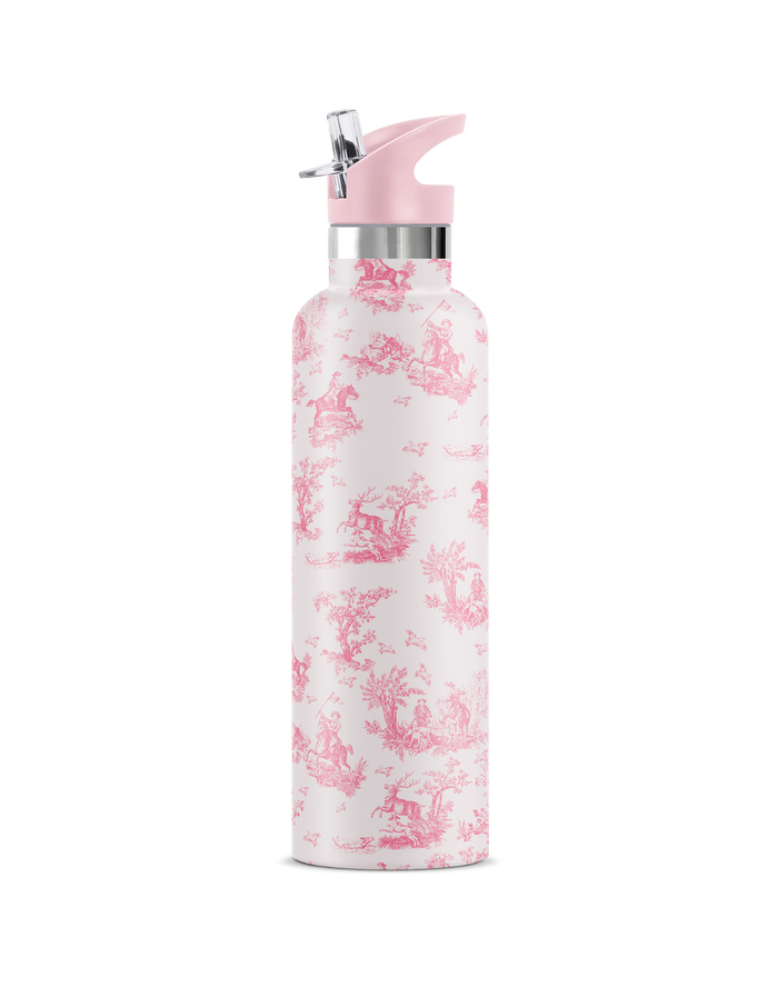 CHEVALIER Pink Toile | 25 oz Insulated Water Bottle Flip Sip Lid