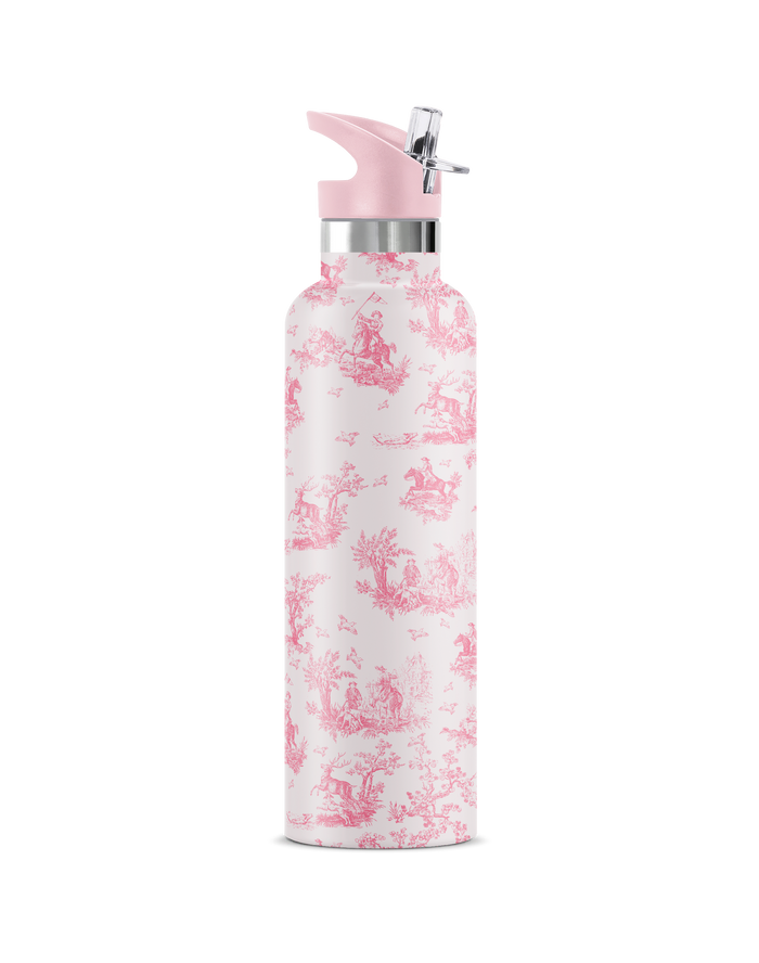 CHEVALIER Pink Toile | 25 oz Insulated Water Bottle Flip Sip Lid