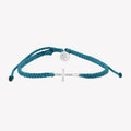 Child of God Azure Blue Cross Braided Bracelet-Silver