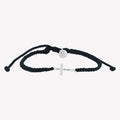 Child of God Black Cross Braided Bracelet-Silver