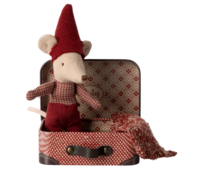 Maileg - Christmas Baby Mouse In Suitcase - With Blanket