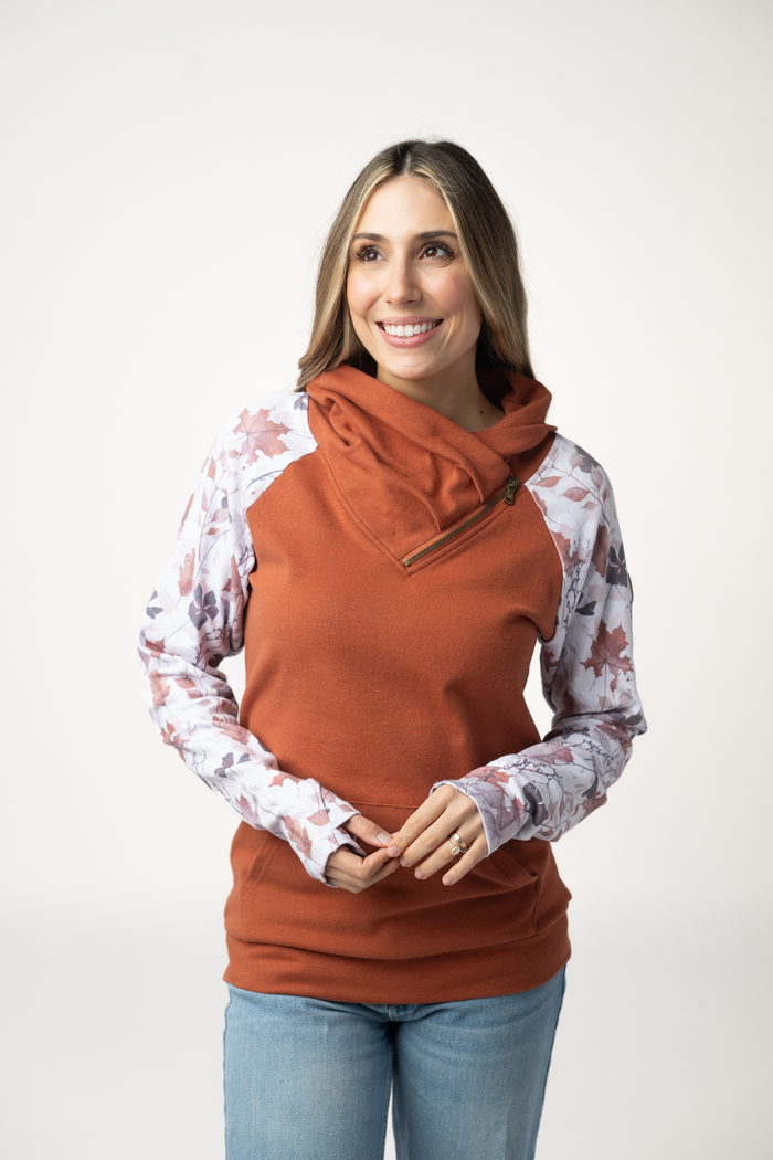 Classic Zoey ZipCowl Sweatshirt - Maple and Fall Foliage