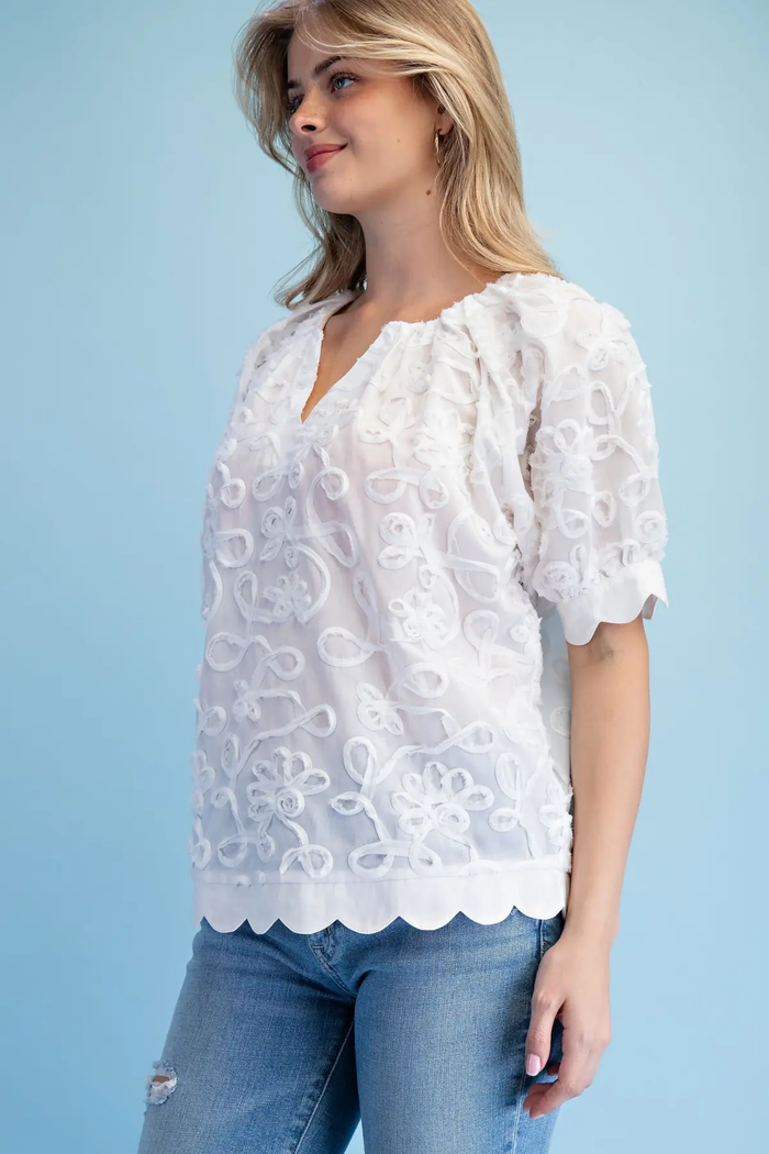 Cloud Nine White Textured Top