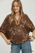 Cocoa Bloom Embroidered Blouse