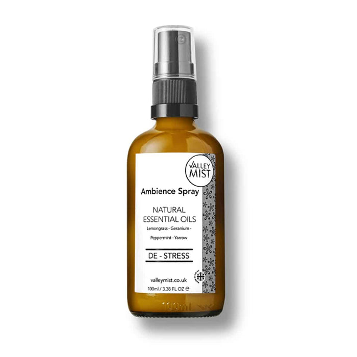 natural essential oils soom ambience spray with lemongrass, peppermint, geranium and yarrow