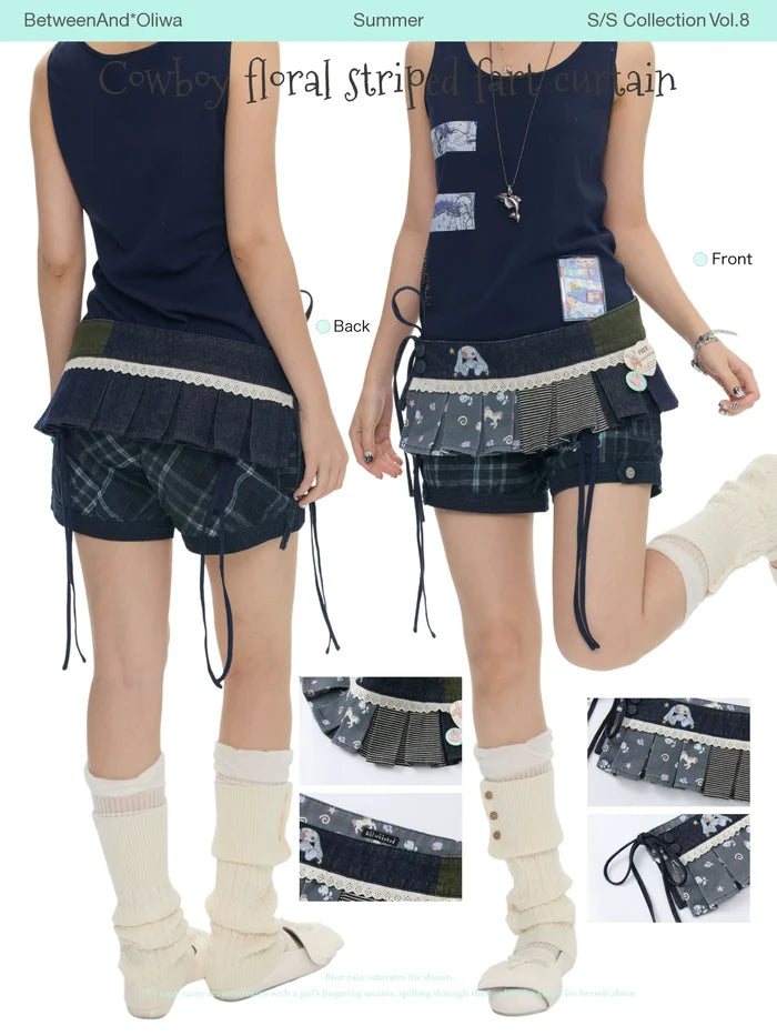Cowboy floral striped fart curtain skirt