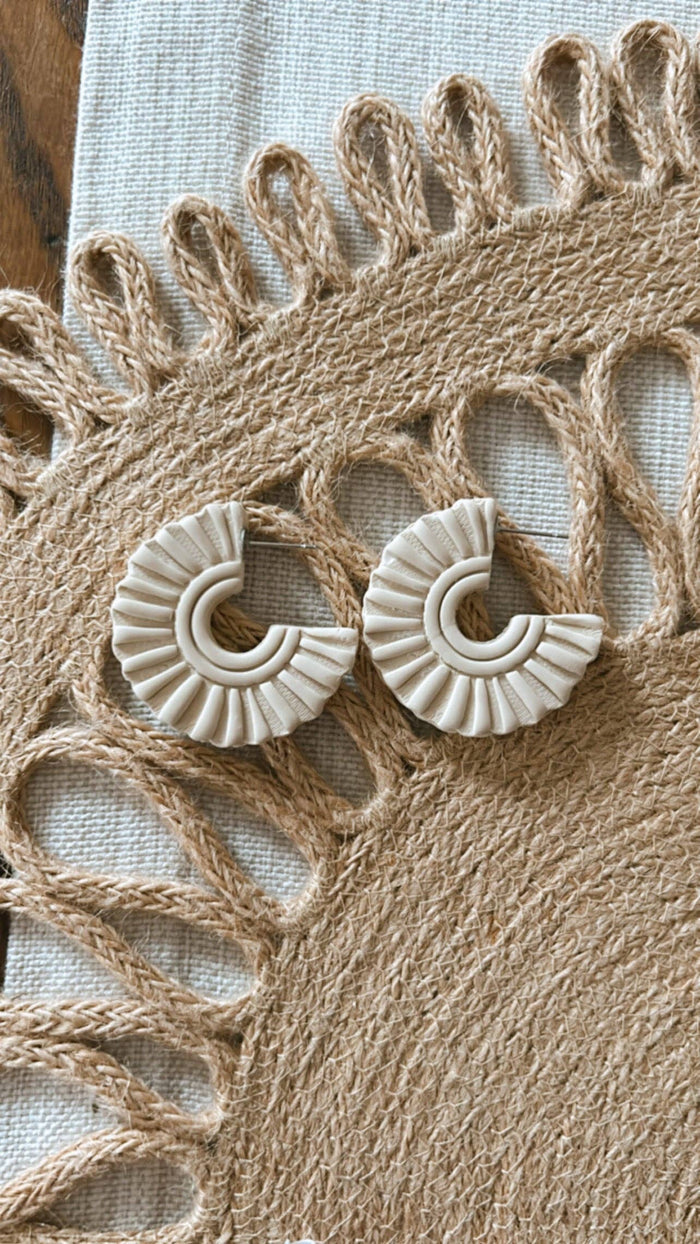 Cream Macrame Huggies