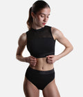 DAKOTA Open Back Dance Crop Top with Mesh Panel - Z30024