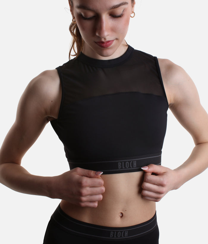 DAKOTA Open Back Dance Crop Top with Mesh Panel - Z30024