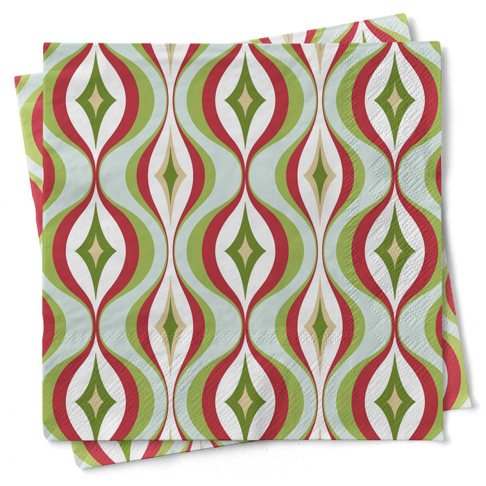 Diamond Wave Mid Century Modern Cocktail Beverage Napkin