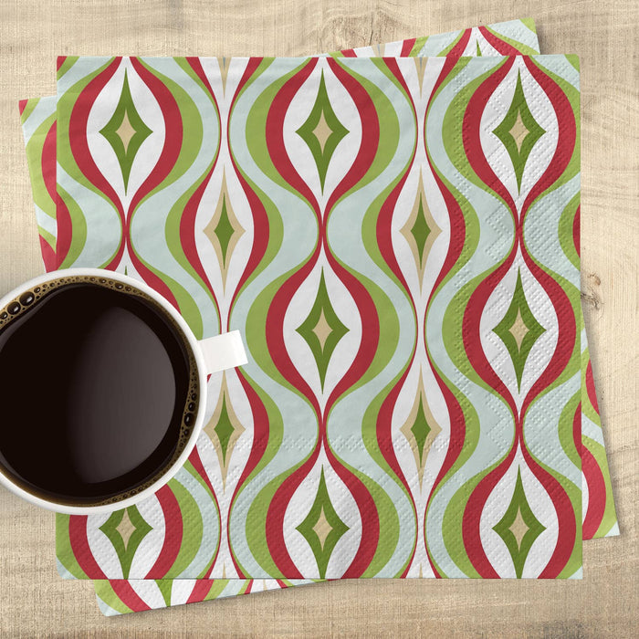 Diamond Wave Mid Century Modern Cocktail Beverage Napkin