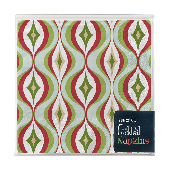 Diamond Wave Mid Century Modern Cocktail Beverage Napkin