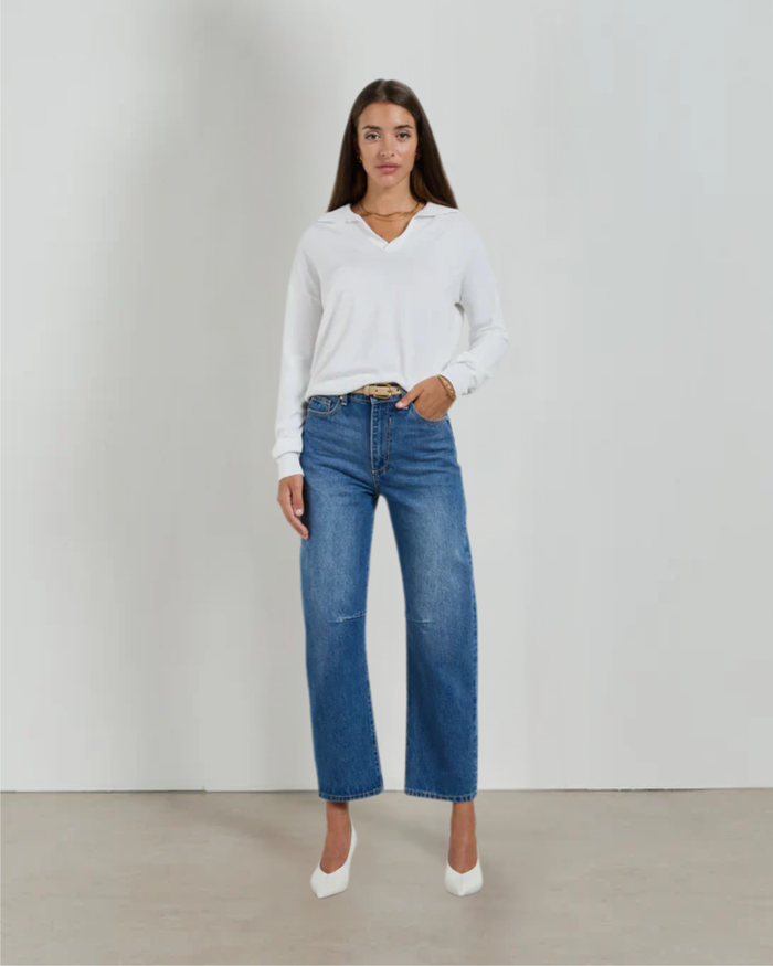 DINA CROPPED BARREL JEAN | Rodeo Blue - Darling & Domain
