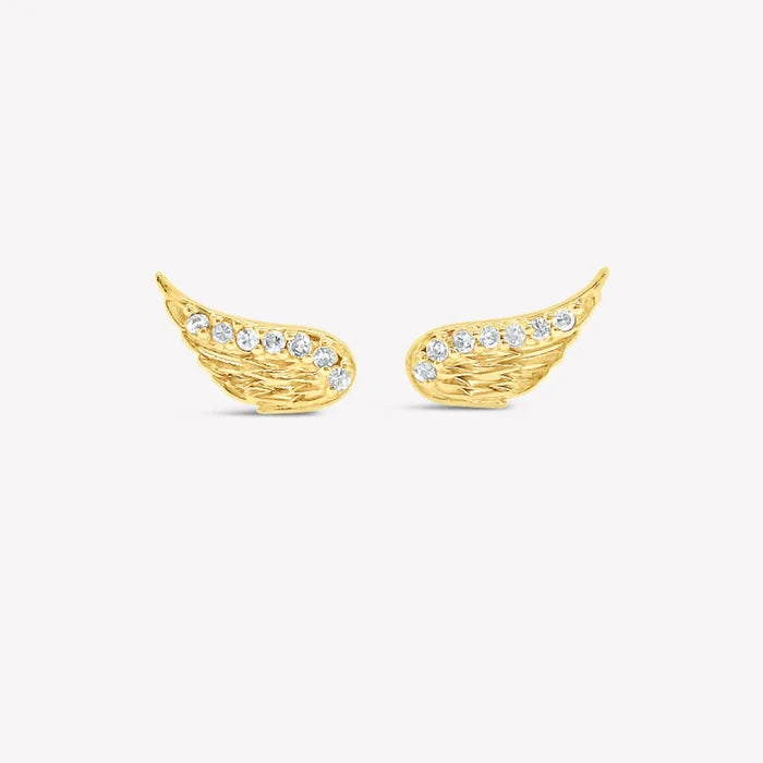Divine Wings Sparkle Earrings-Gold