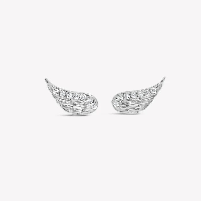 Divine Wings Sparkle Earrings-Silver