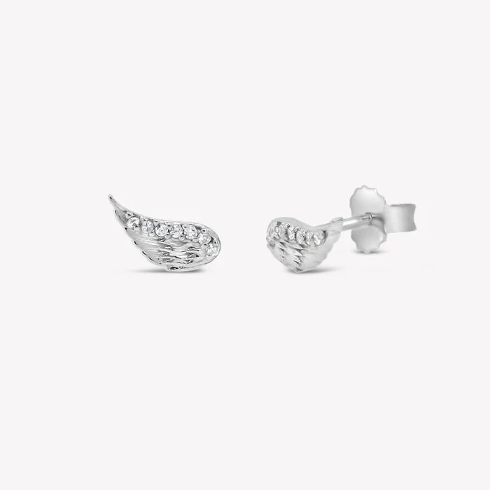 Divine Wings Sparkle Earrings-Silver