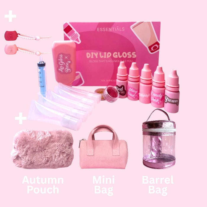 DIY Lip Gloss Kit + Essentials Bag+ Rubber Hook Set - Essentials