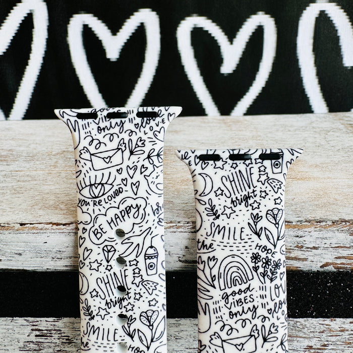 Doodle Delight Print Silicone Band For Apple Watch