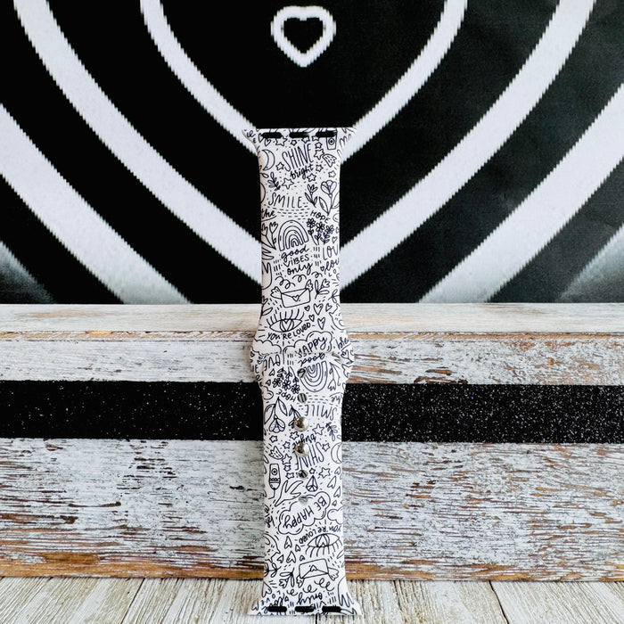 Doodle Delight Print Silicone Band For Apple Watch