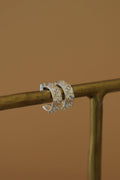 E1489S Silver Earrings-CZ Star Thick Hoops