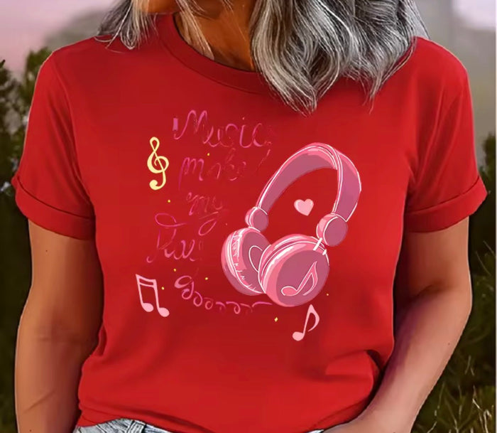 Earphone Print T-Shirt