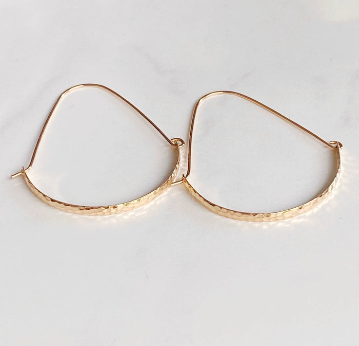 Earrings-Hammered swing hoops