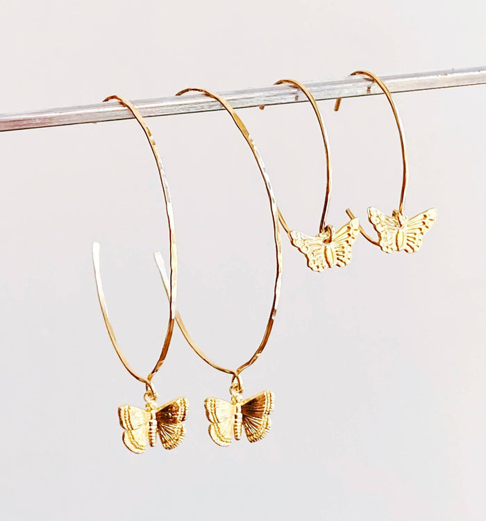 Earrings-Large butterfly hoop