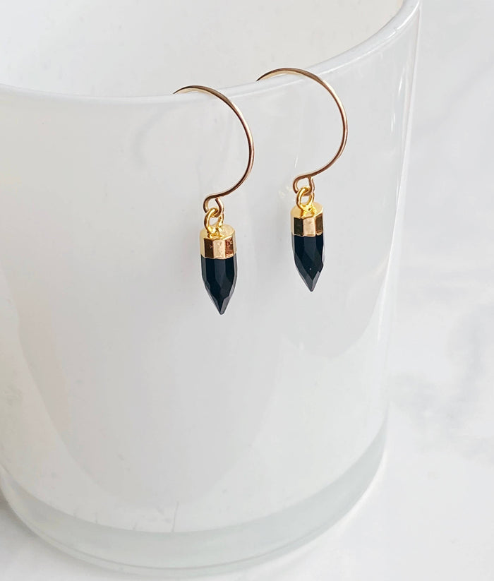 Earrings-Petite black onyx hoops