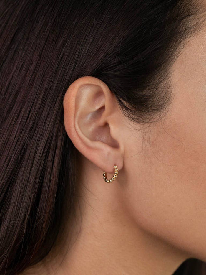 Earrings-Small Gold Ball Hoop