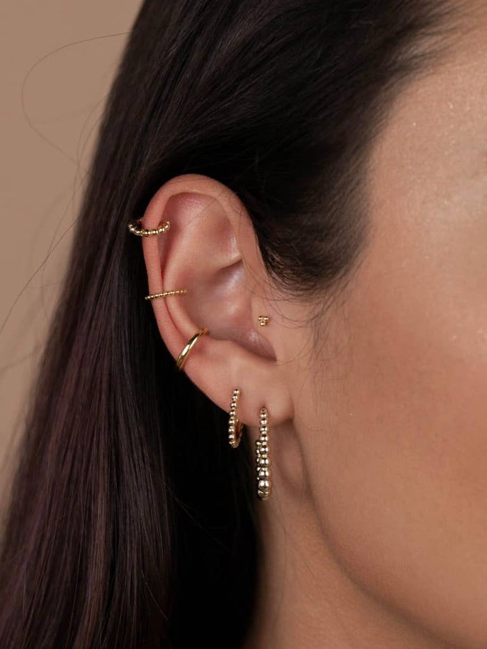 Earrings-Small Gold Ball Hoop