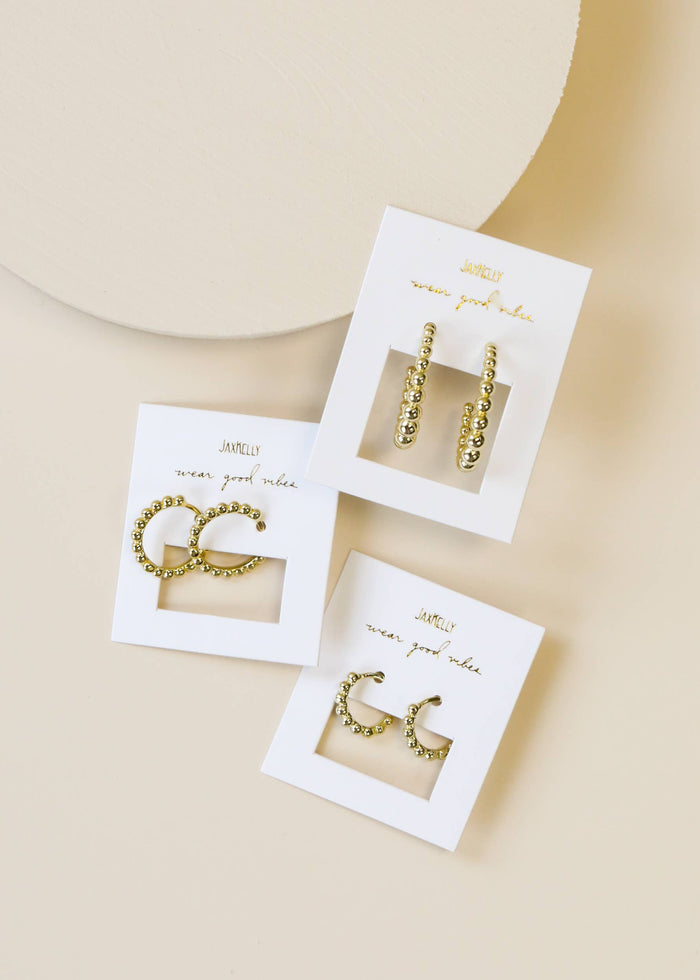 Earrings-Small Gold Ball Hoop